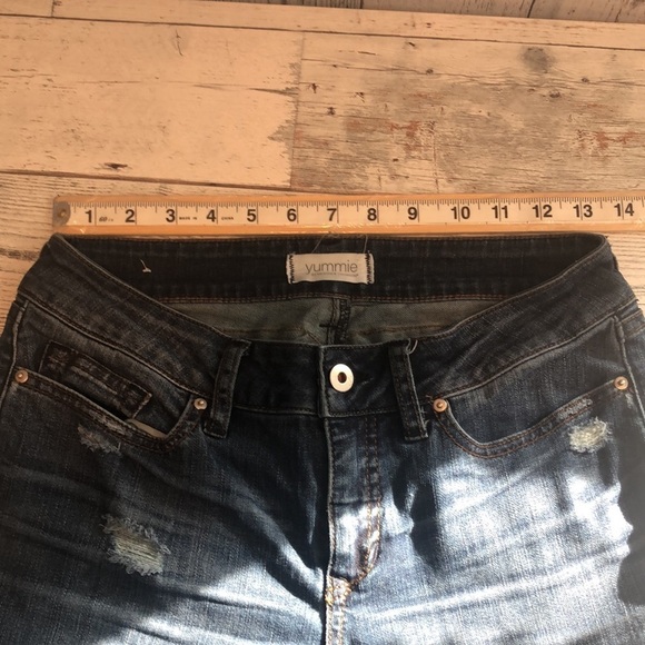 Yummie Heather Thomson Skinny Destroyed Indigo Rock What You Got Jeans 28 - Picture 7 of 13